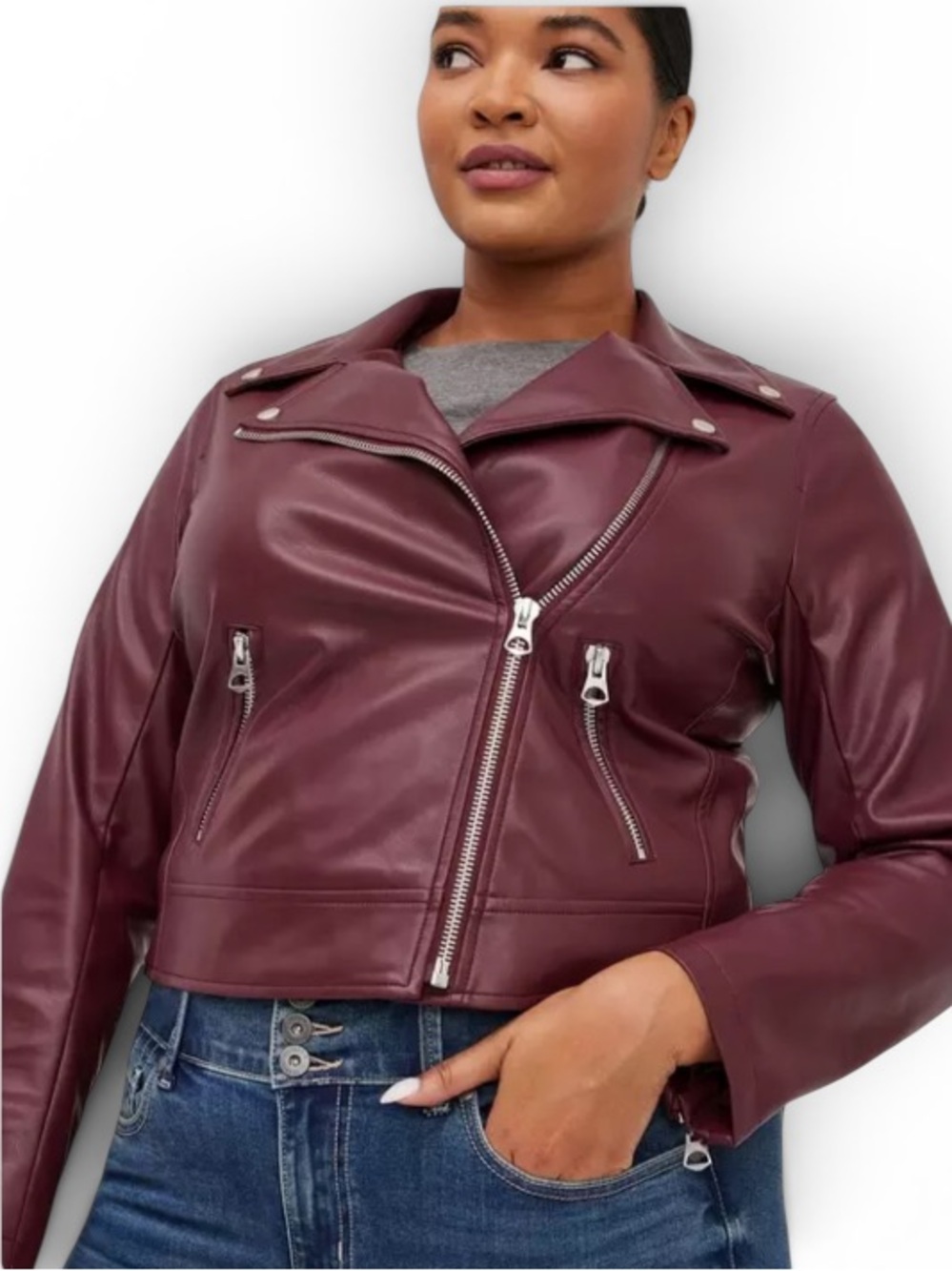 Torrid Women's Burgundy Faux Leather Moto Jacket